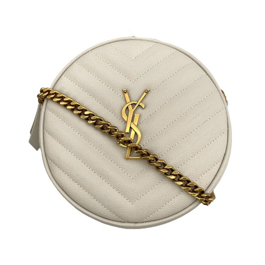 SAINT LAURENT Ivory Vinyl Chain Shoulder Bag - Exquisite Craftsmanship