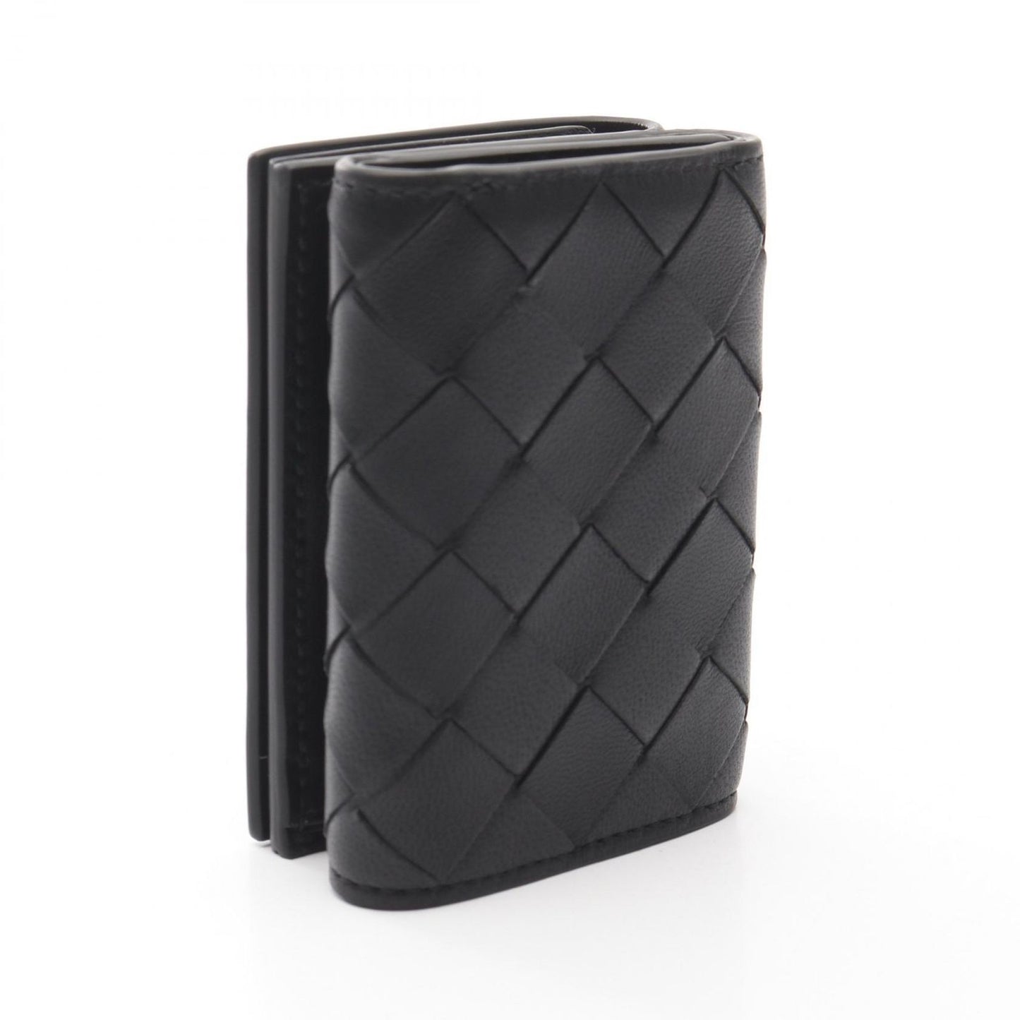 BOTTEGA VENETA Intrecciato Tiny Wallet in Black Leather - New