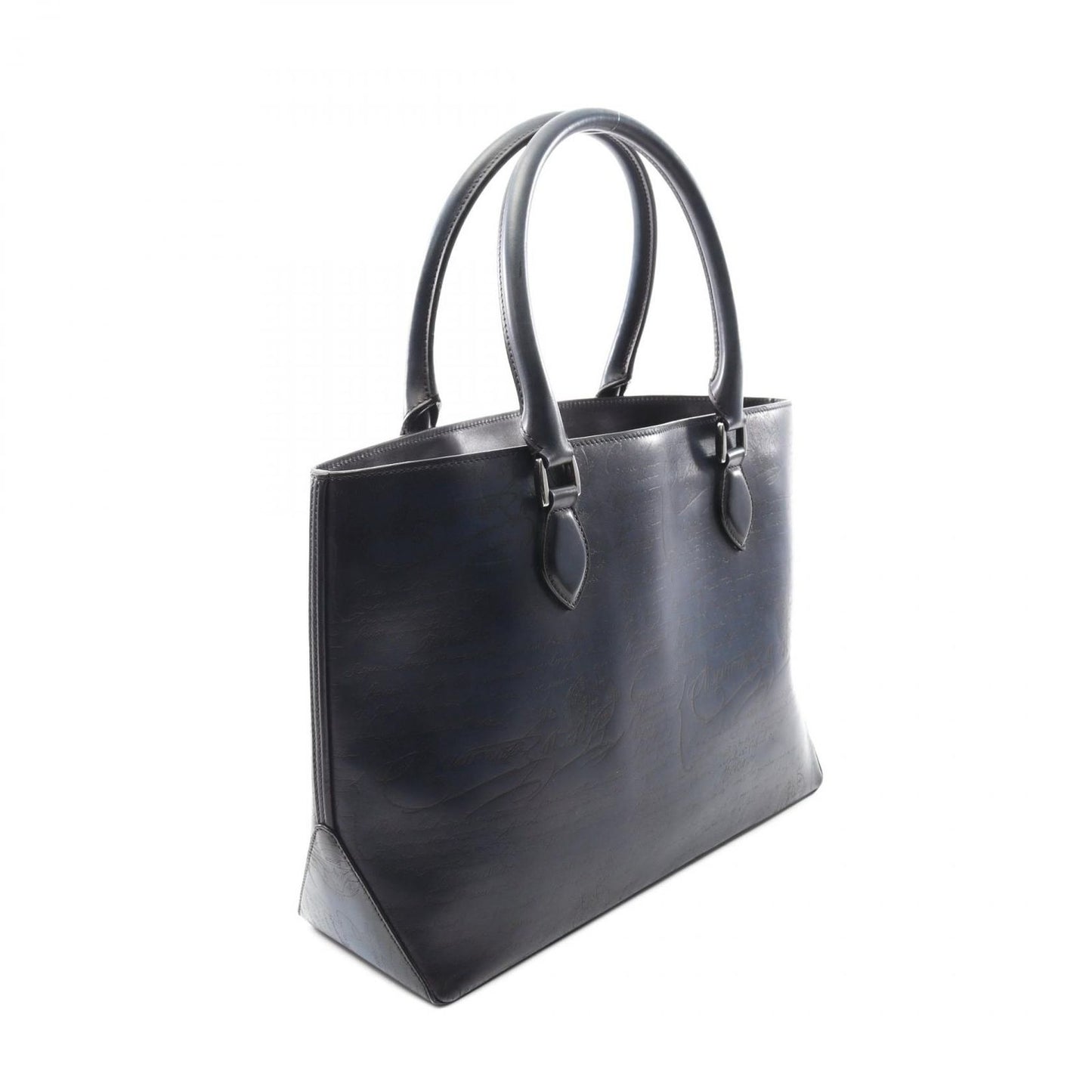 Berluti Trousseau Calligraphy Tote Bag in Navy Leather