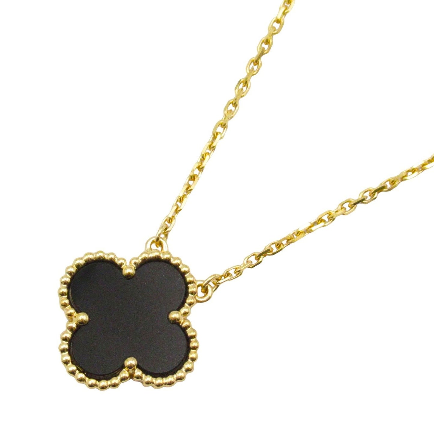 Van Cleef & Arpels Vintage Alhambra Onyx Necklace in Yellow Gold