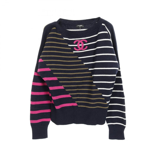 CHANEL Cashmere Knitwear with Iconic Coco Mark - Navy/Multi