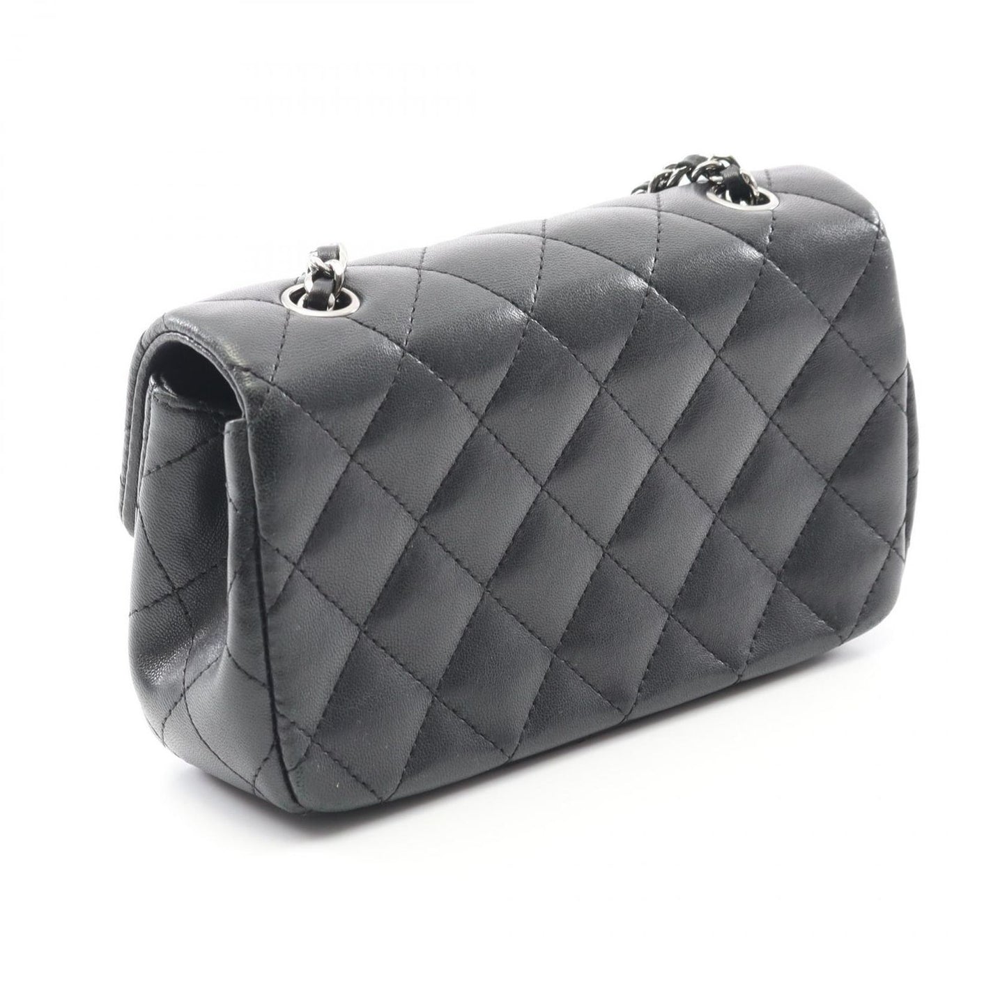 CHANEL Mini Matelassé Shoulder Bag in Black Lambskin