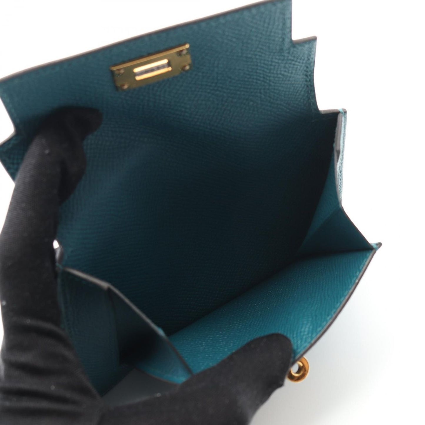 HERMES Kelly Pocket Compact Coin Case in Vert Vertigo