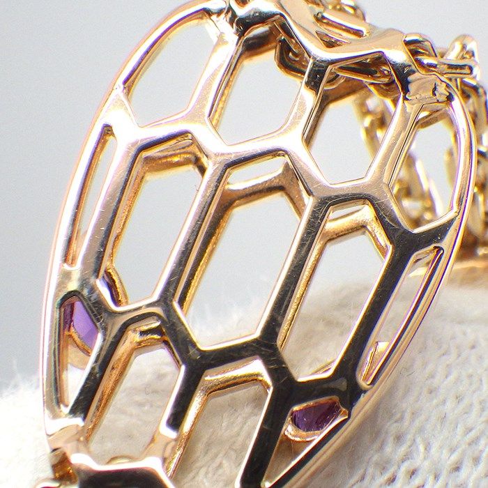 BVLGARI Serpenti Double Chain Bracelet with Amethyst - K18PG