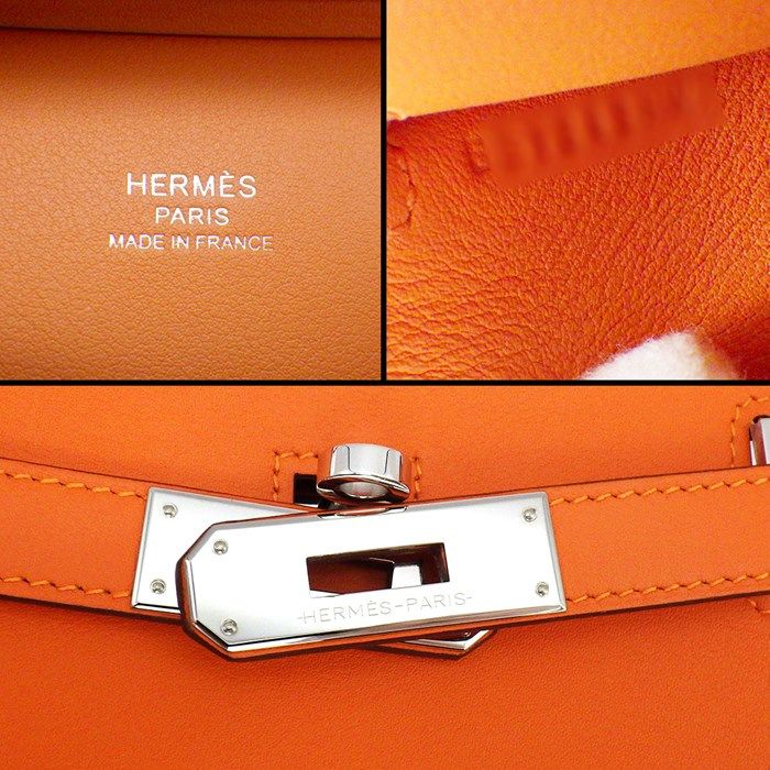 HERMES Mini Gypsière Shoulder Bag - Orange Swift Leather, 2023