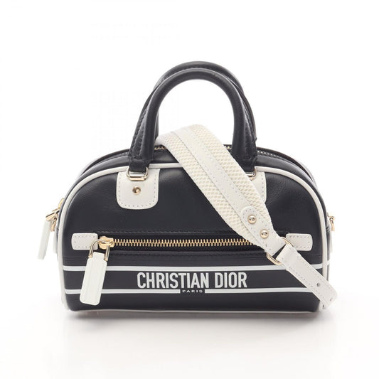 Dior VIBE Mini Bowling Bag in Navy/White Leather - Exquisite Craftsmanship