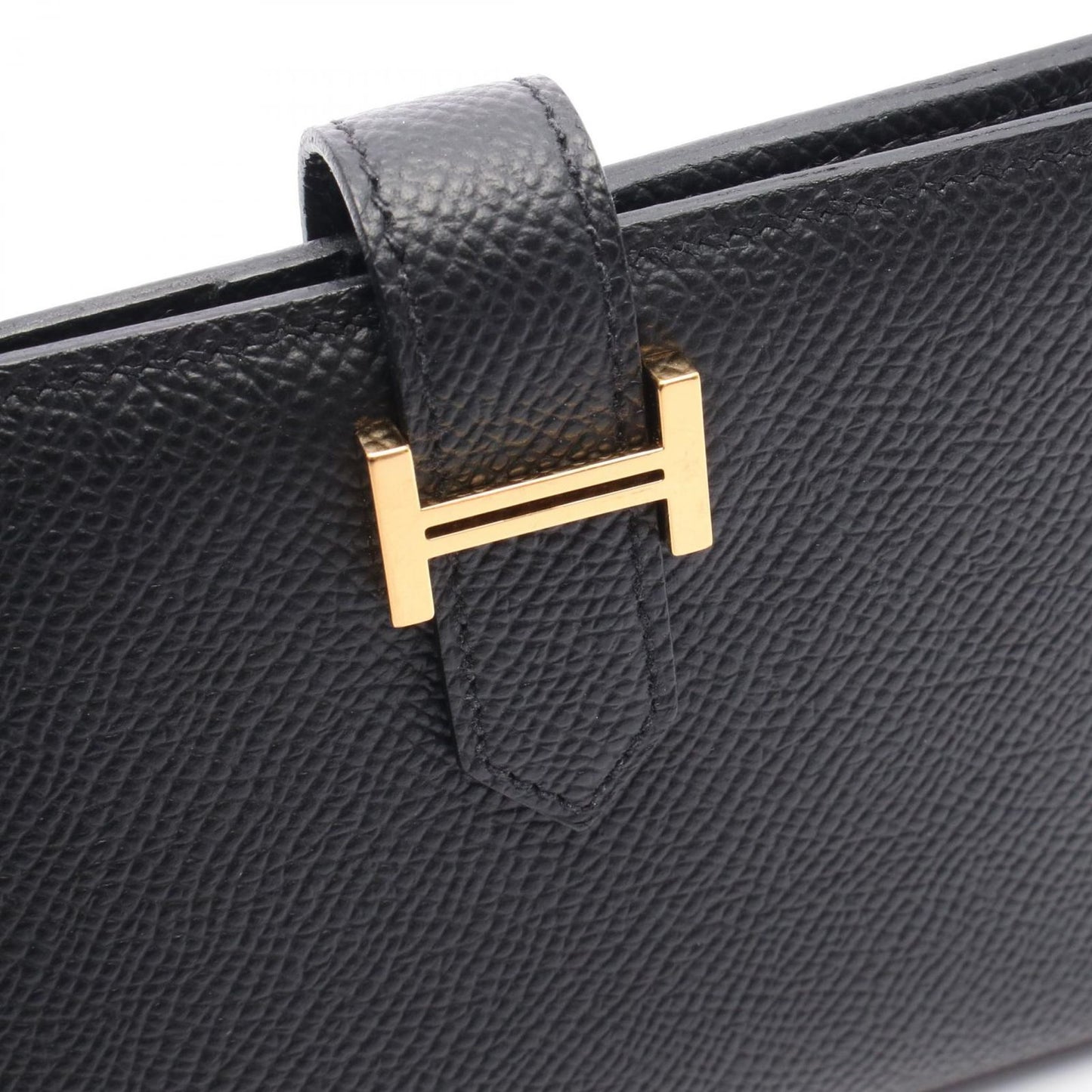 HERMES Béarn Compact Wallet in Black Calfskin - Timeless Elegance