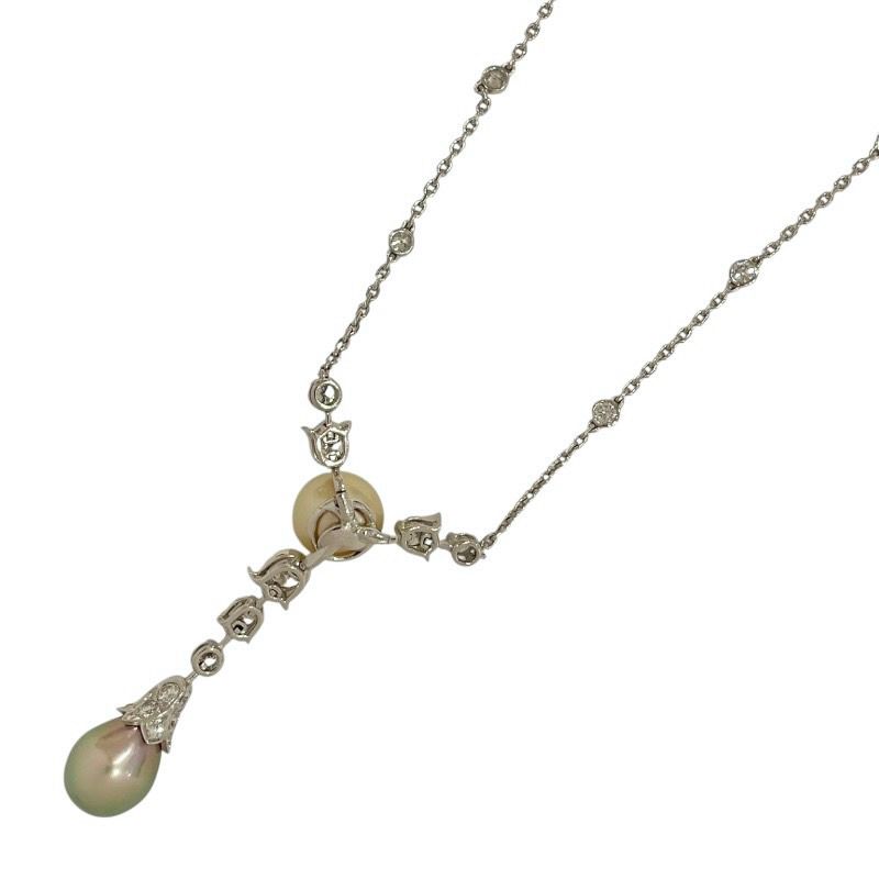 Cartier 2P Pearl Diamond Necklace in 750WG - Exquisite Elegance