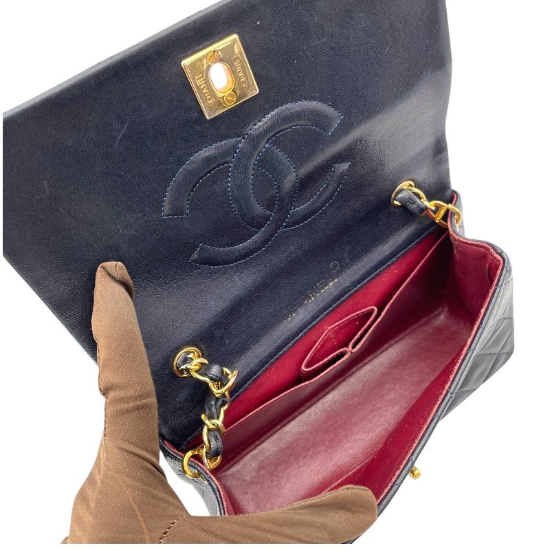 CHANEL Matelassé Full Flap 19 Navy Lambskin Shoulder Bag