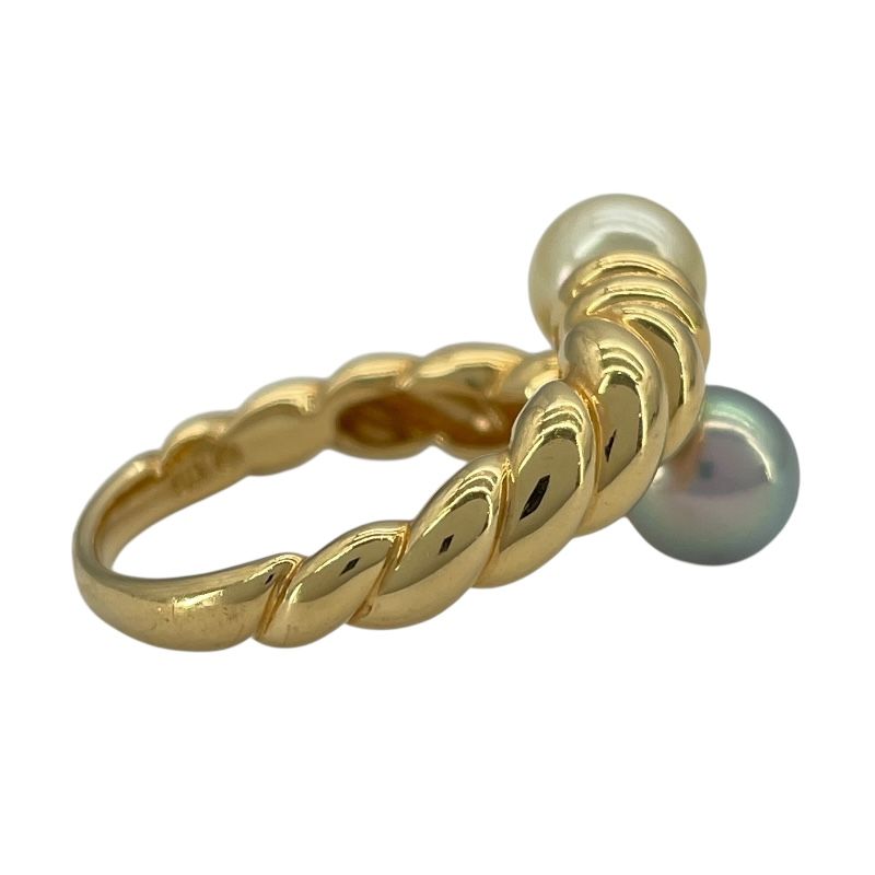 TASAKI K18YG Pearl & Black Pearl Ring - Exquisite Craftsmanship