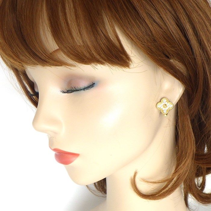 Van Cleef & Arpels Vintage Alhambra Diamond Earrings in 18K Yellow Gold