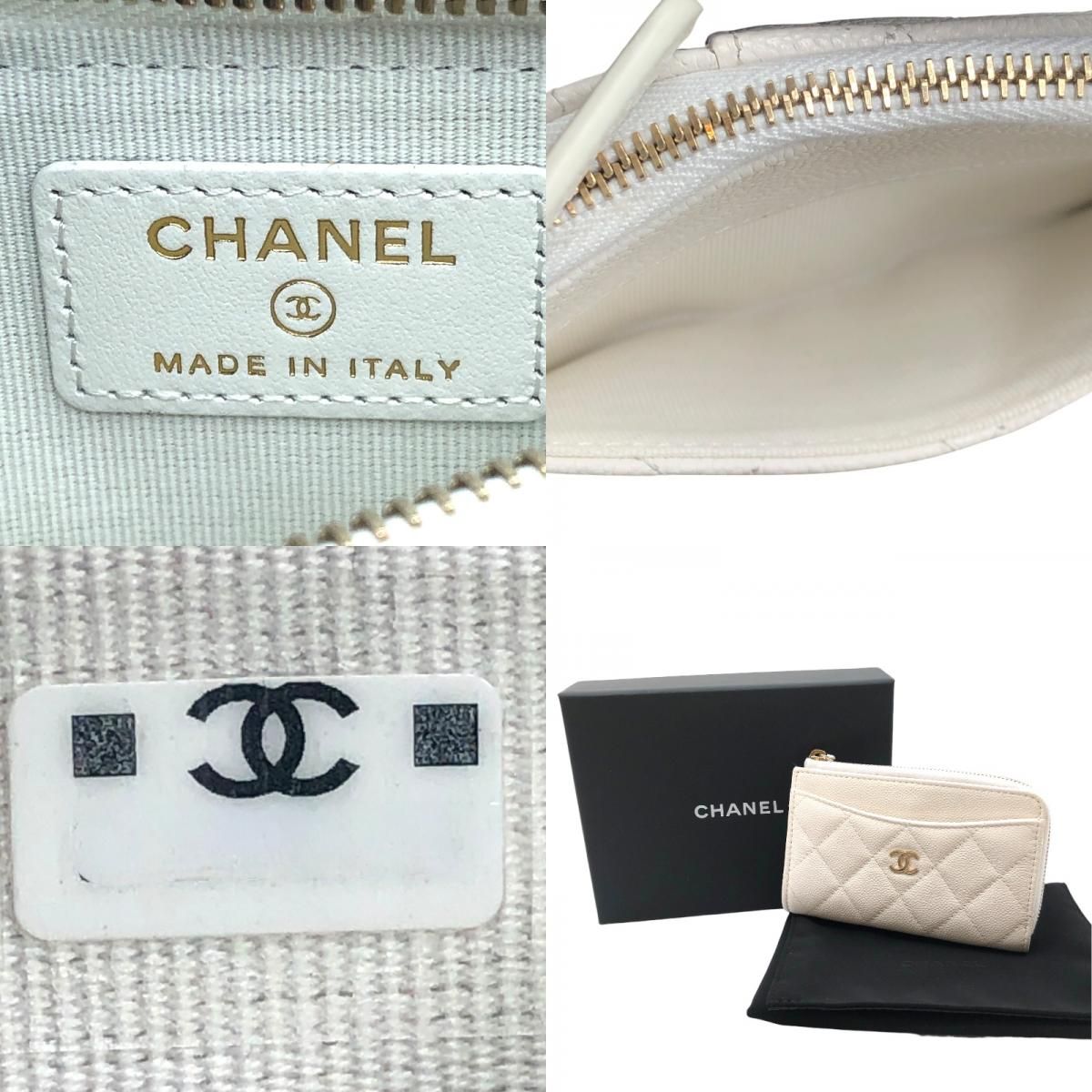 CHANEL Zippy Coin Purse AP3179 in White Caviar with Gold Hardware