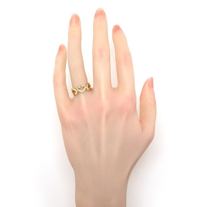 Cartier C Heart Ring with Diamonds in 18K Yellow Gold - Size 9
