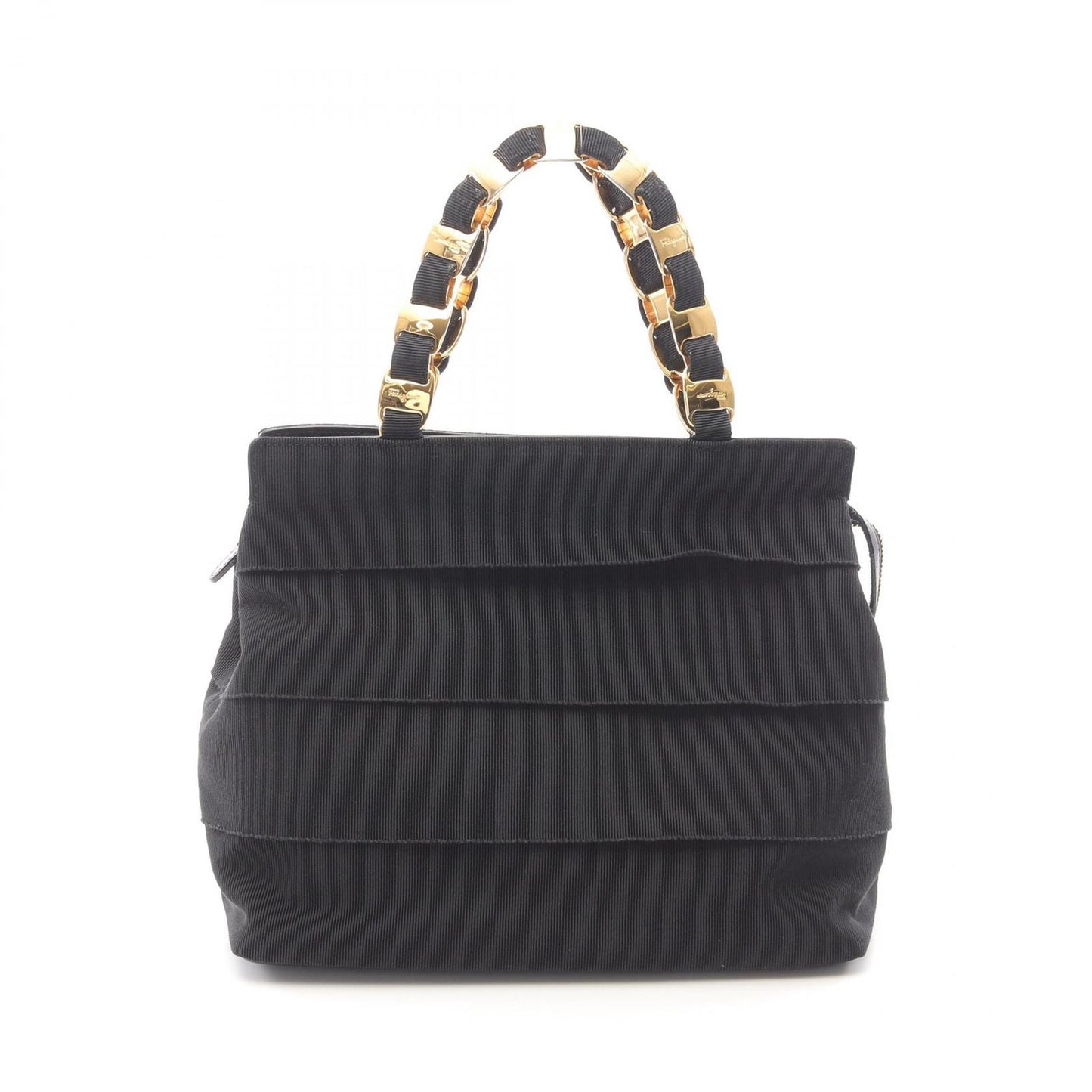 Salvatore Ferragamo Vara Handbag in Black Nylon & Leather