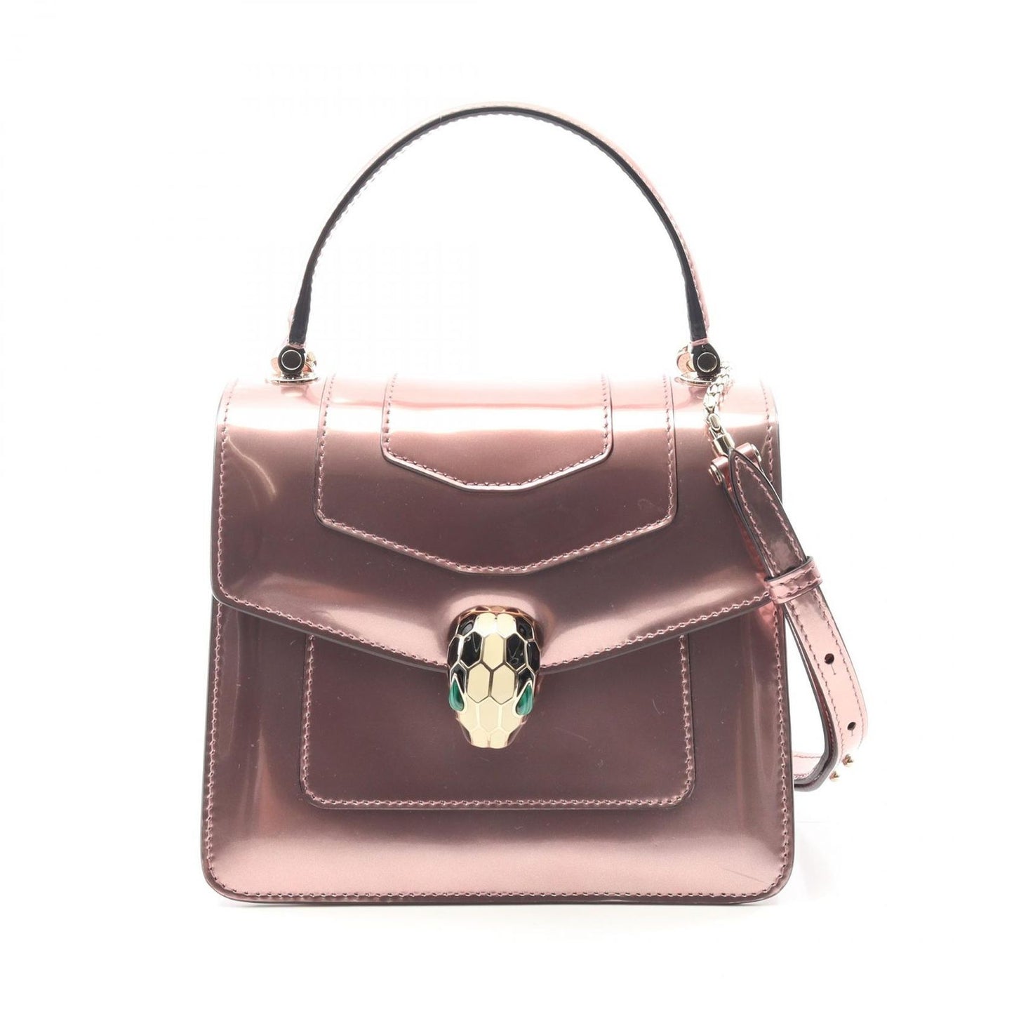BVLGARI Serpenti Forever Metallic Pink Leather Handbag