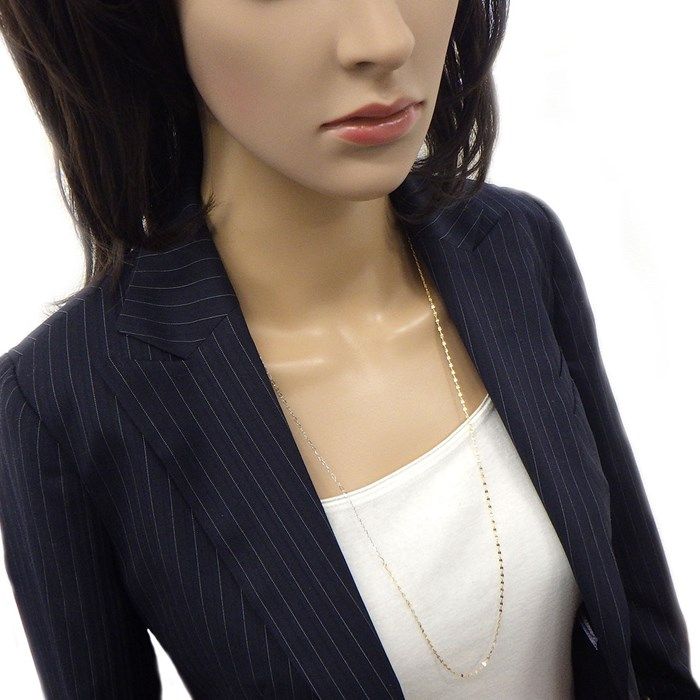 K18YG & K18WG Long Twist Chain Necklace - Exquisite Elegance