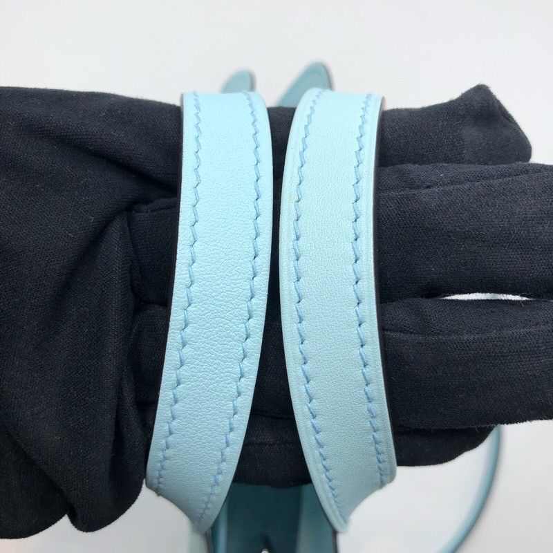 HERMES Arzan Mini Shoulder Bag in Blue Zephyr with Silver Hardware