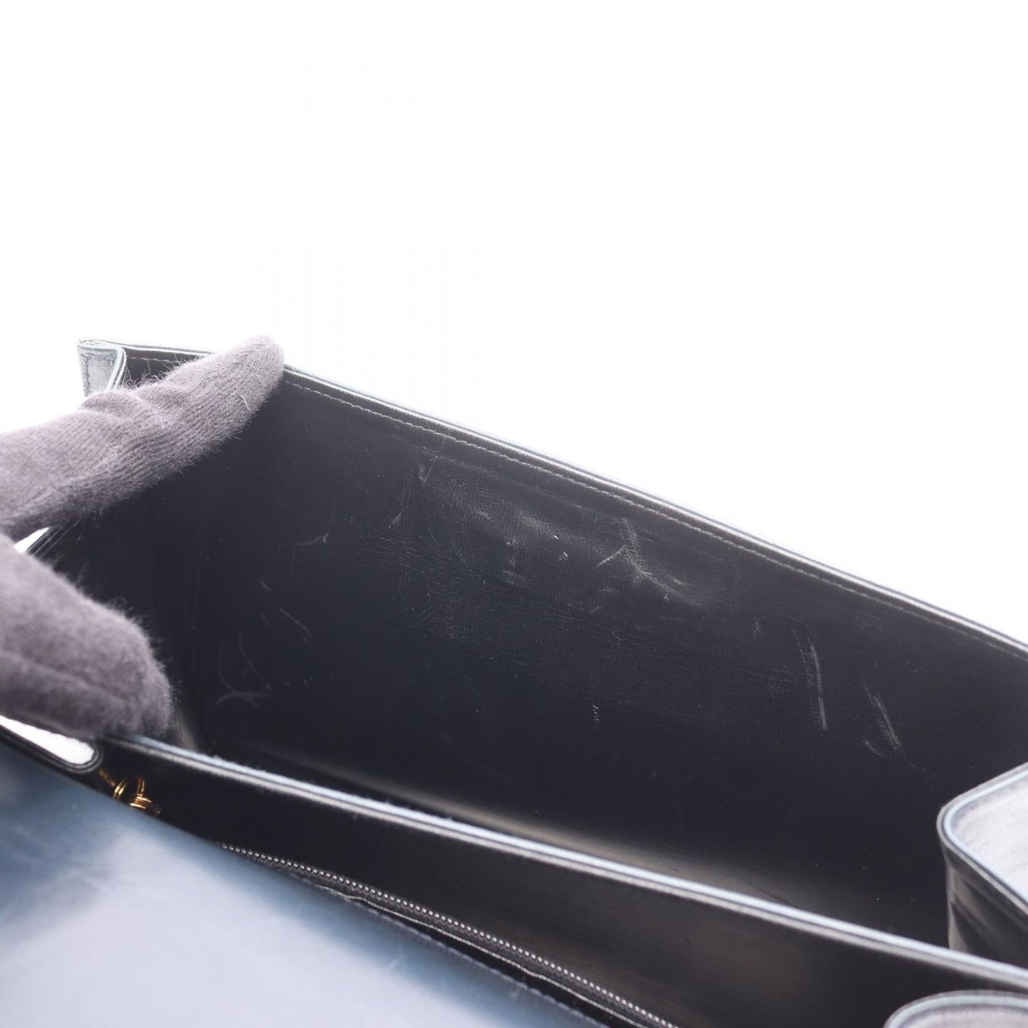 Salvatore Ferragamo Gancini Handbag in Navy Leather - Timeless Elegance