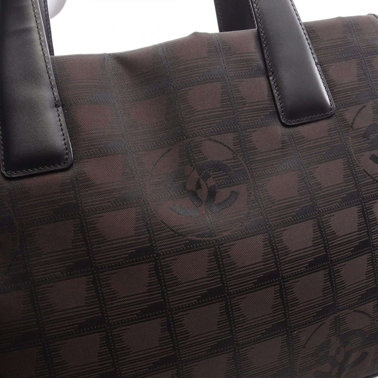 CHANEL Black & Dark Brown Nylon Canvas Tote Bag - New Travel Line PM