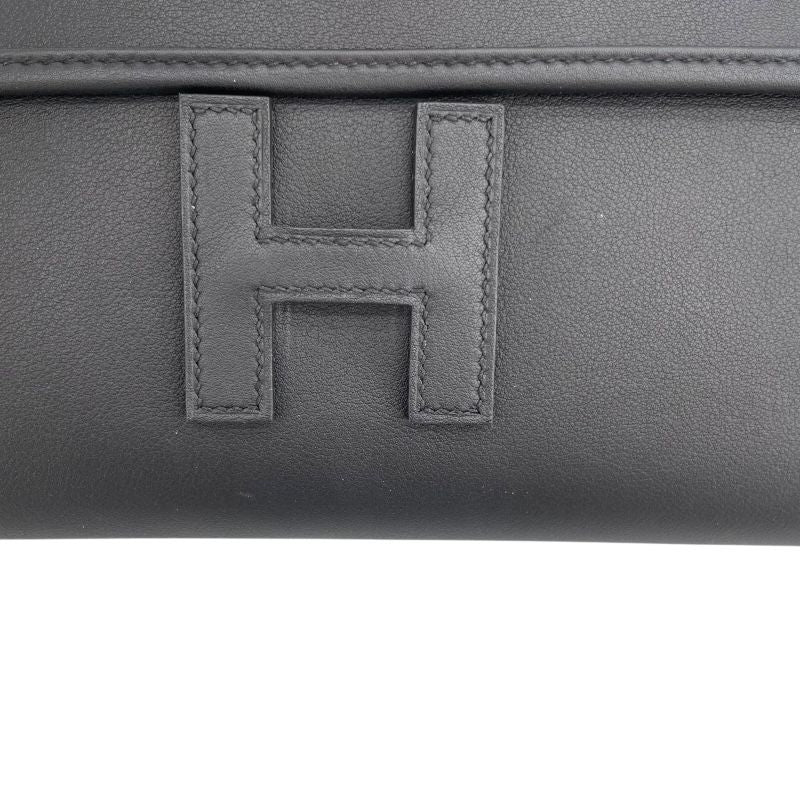 HERMES Jige Elan 29 Clutch Bag in Black Swift Leather
