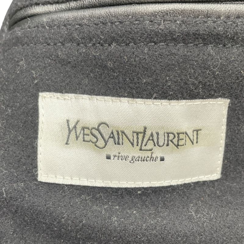 Yves Saint Laurent Black Faux Fur Collar Leather Peacoat - Size 48