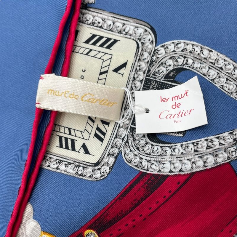 Cartier Silk Scarf with Watch Pattern - Multicolor Elegance