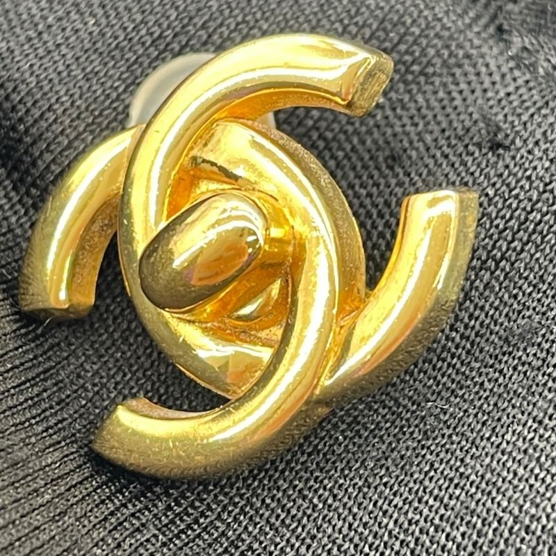 CHANEL Coco Mark Turn Lock Earrings in Gold Metal