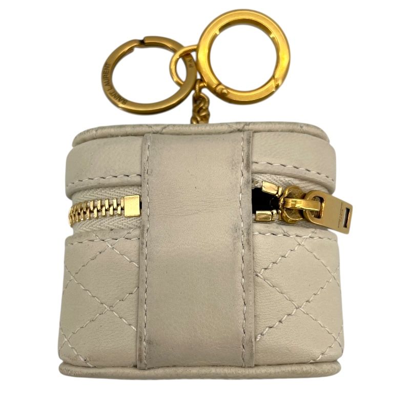 SAINT LAURENT Cream Leather Air Pods Case for Women