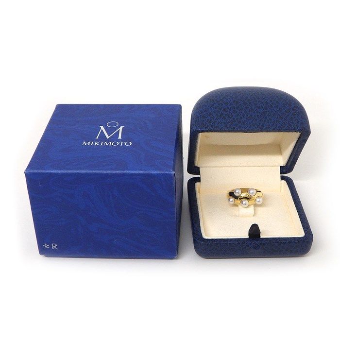 MIKIMOTO 5-Point Pearl Ring in K18 Yellow Gold - Size 8