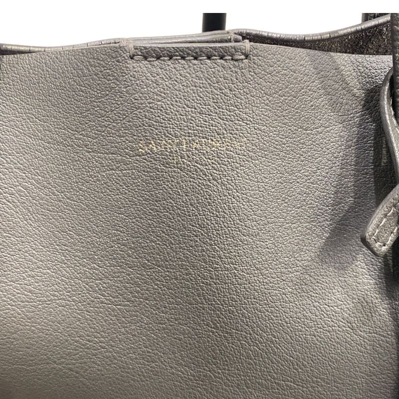 SAINT LAURENT Toy Shopping Tote in Grey Leather - Unisex Elegance
