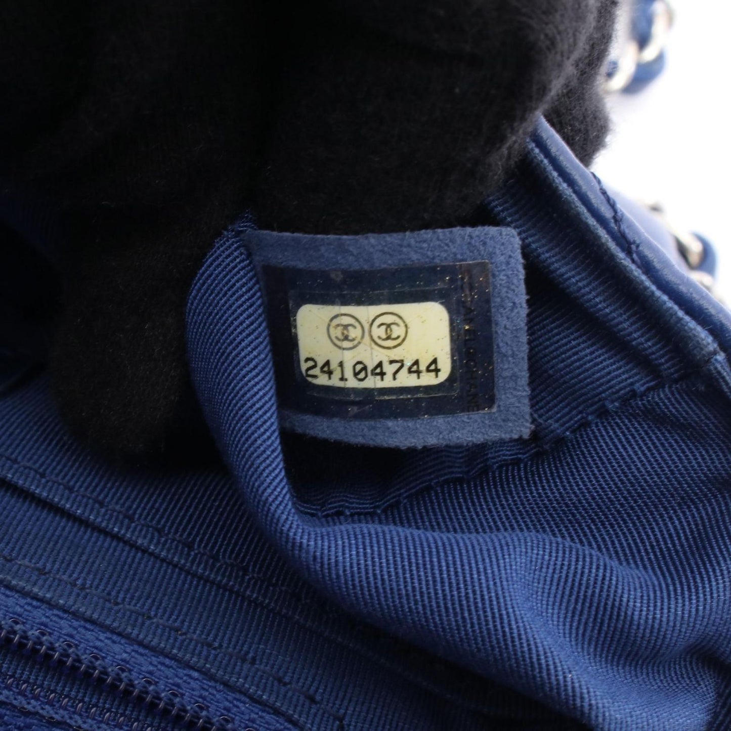 CHANEL Chevron V-Stitch Mini Chain Shoulder Bag in Blue Leather