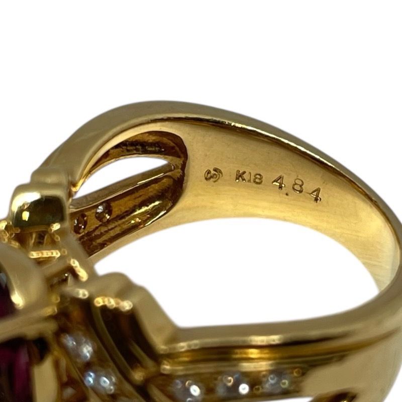 TASAKI K18YG Garnet Ring with Diamonds - Exquisite Craftsmanship