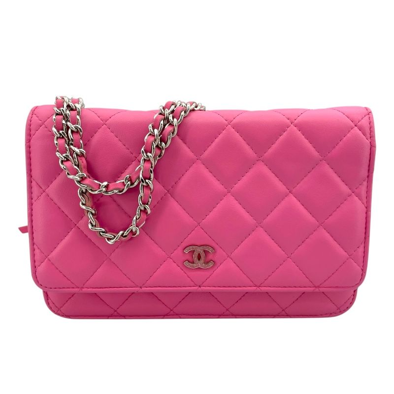 CHANEL Chain Wallet A33814 Pink Lambskin Shoulder Bag
