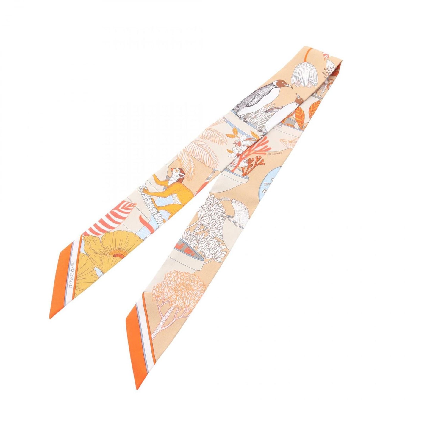 HERMES Precious Paradise Twilly Scarf - Exquisite Silk Accessory