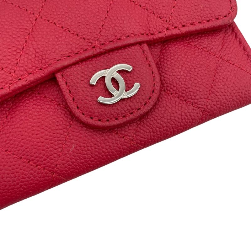 CHANEL Classic Flap Card Case in Red Caviar Leather - AP0214