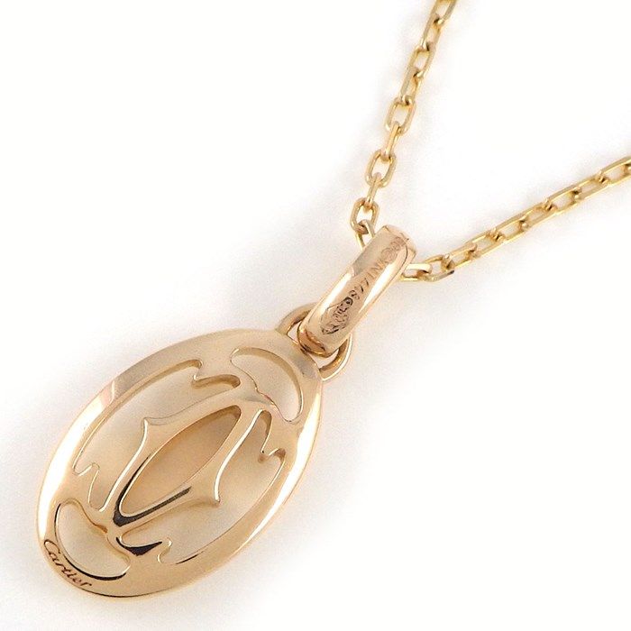 Cartier Double C Logo Necklace in K18 Pink Gold with Diamonds