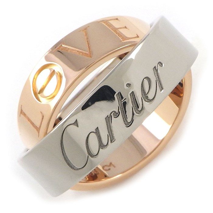 Cartier Love Secret Ring in K18 White & Pink Gold - Size 11