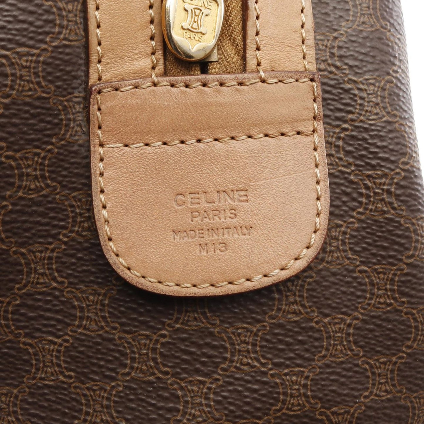 CELINE Macadam Boston Handbag in Dark Brown PVC Coated Canvas
