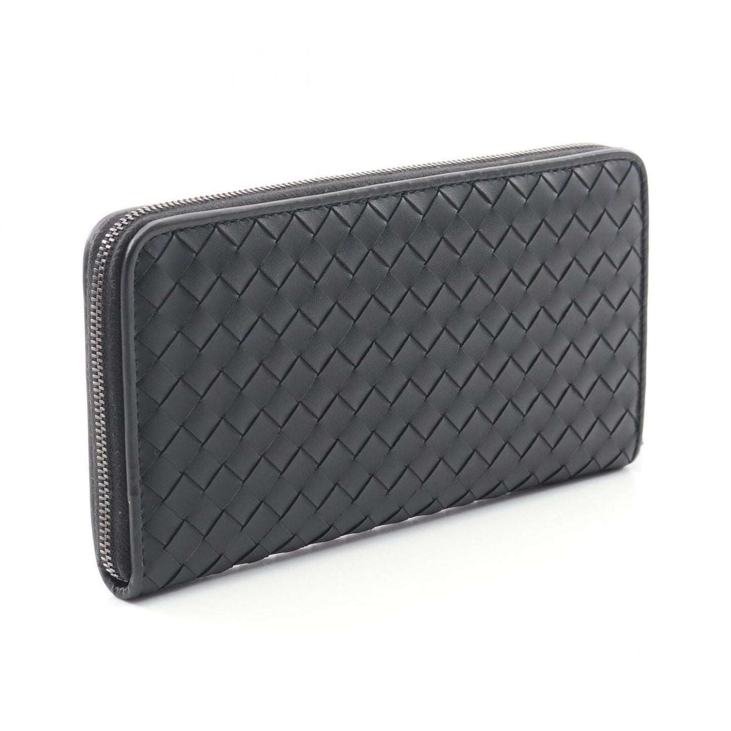 Bottega Veneta Intrecciato Leather Round Wallet in Black