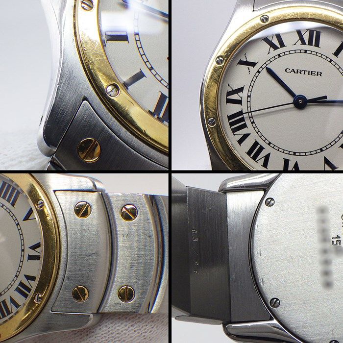Cartier Santos-Dumont MM W20037R3 Ivory Dial 18K Gold & Steel Watch