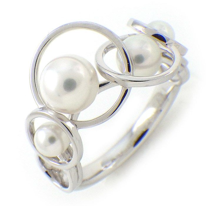 TASAKI Enima Circle Ring with 4 Pearls in K18 White Gold