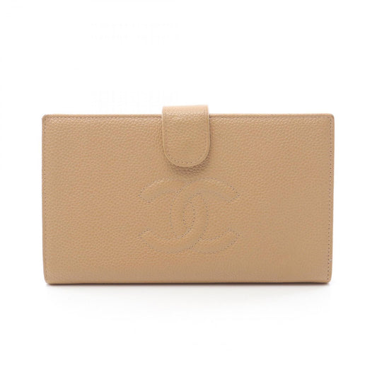 CHANEL Beige Leather Coco Mark Wallet - Timeless Elegance