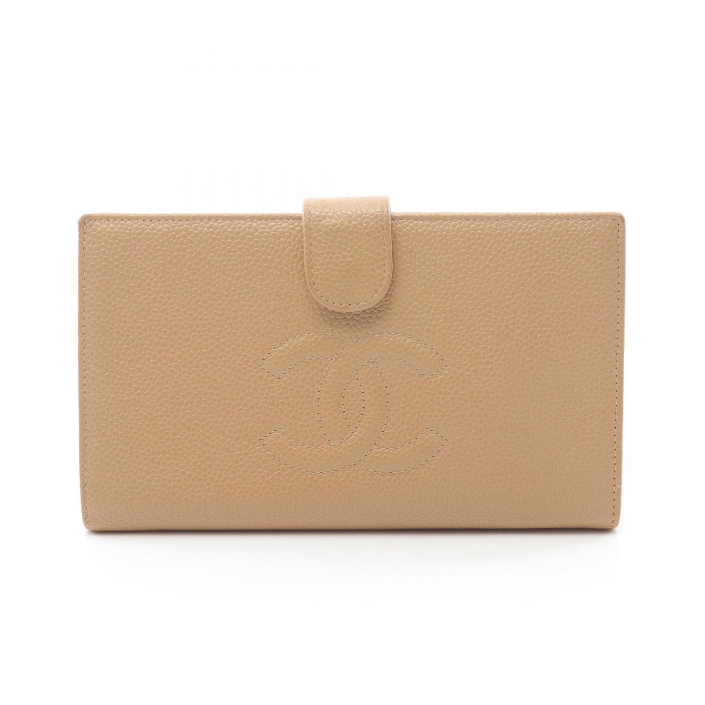 CHANEL Beige Leather Coco Mark Wallet - Timeless Elegance