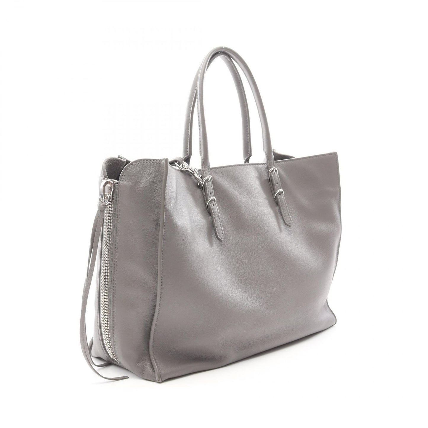 Balenciaga Paper B4 Zip Around Tote Bag in Gray Leather