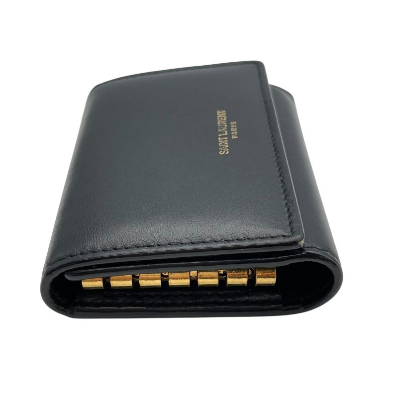 SAINT LAURENT 6-Key Holder in Black Calf Leather - Timeless Elegance