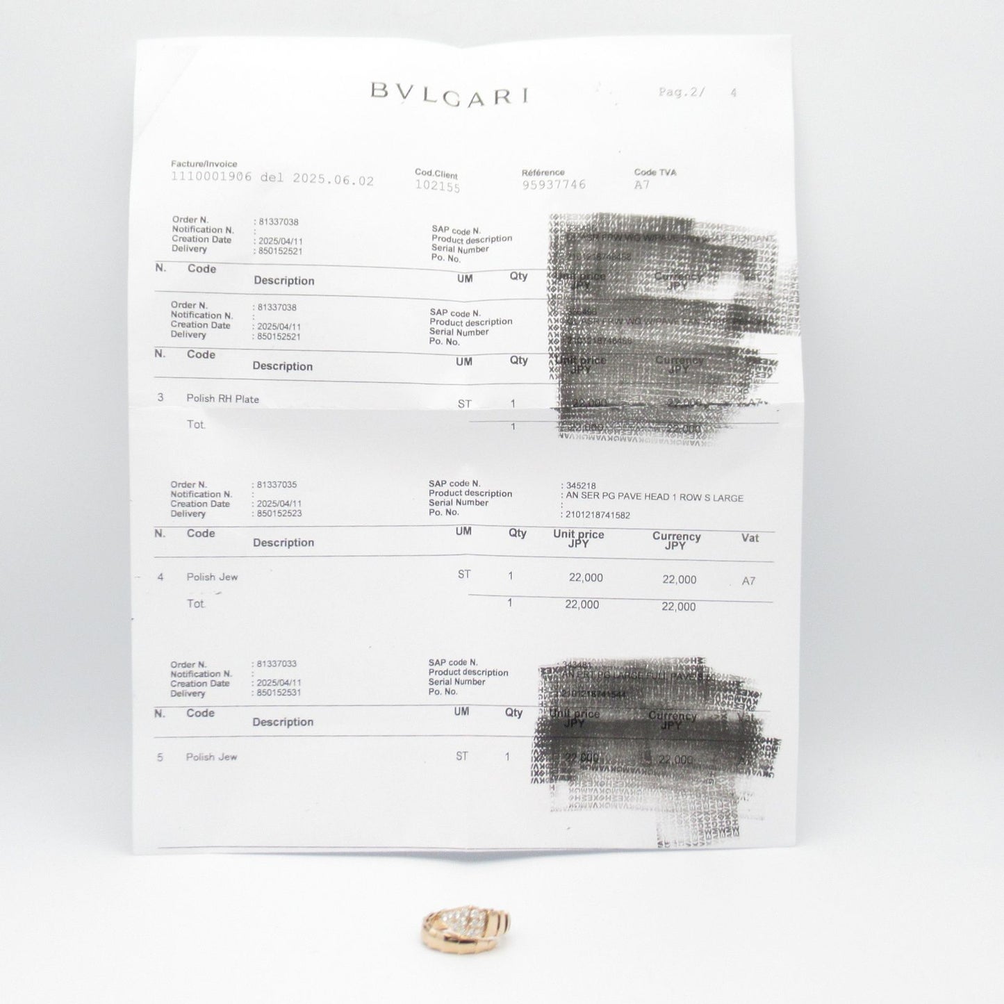 BVLGARI Serpenti L Diamond Ring in 18K Pink Gold