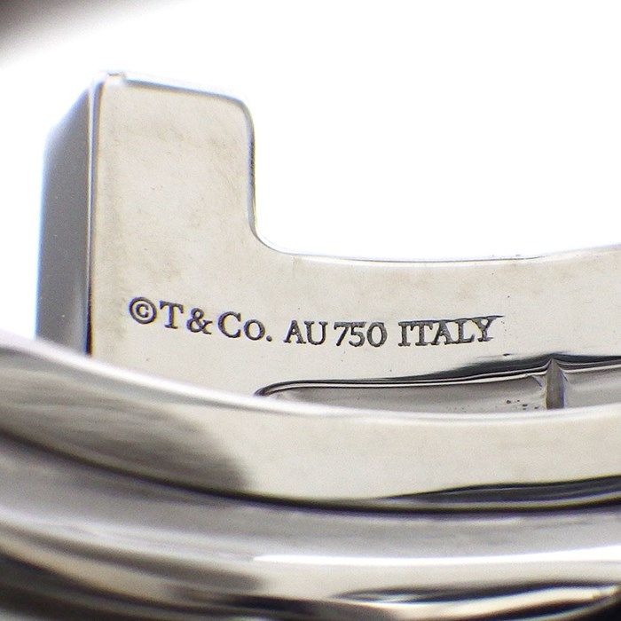 Tiffany & Co. T Square Ring with 7pt Diamond in K18 White Gold