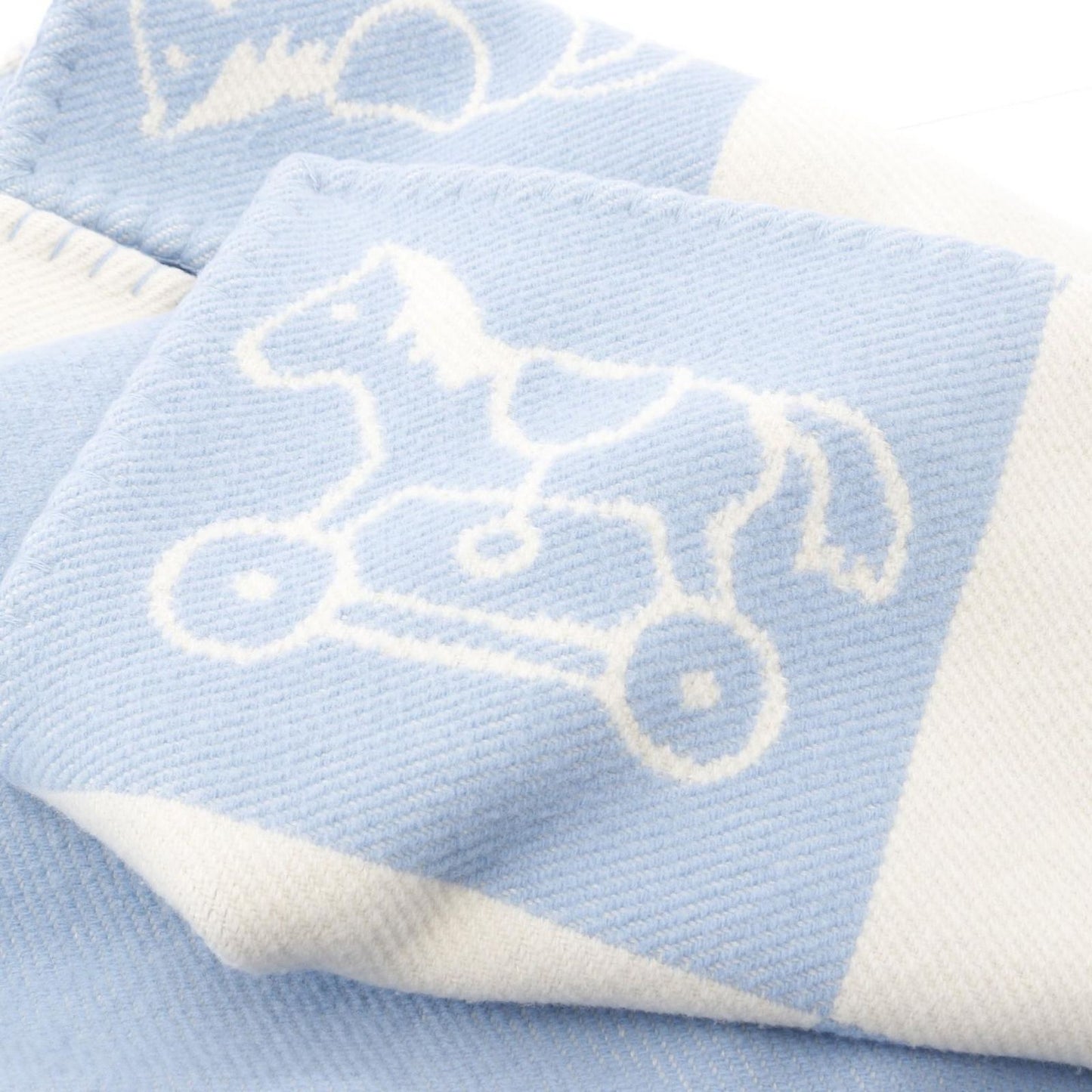 HERMES Avalon Blue/White Wool Cashmere Baby Blanket - Unisex