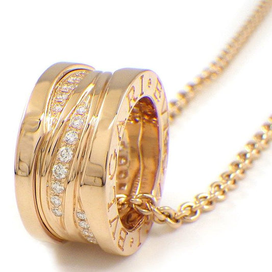 BVLGARI B-zero1 Legend Pavé Diamond Necklace in K18 Pink Gold
