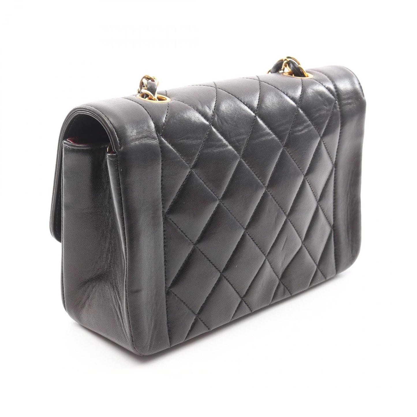 CHANEL Matelassé Diana Flap Shoulder Bag in Black Lambskin